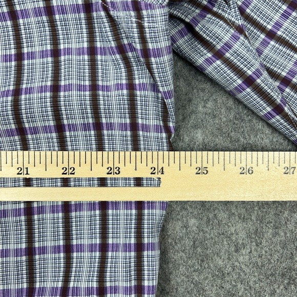 Hickey Freeman Shirt Mens Large Purple Plaid Long Sleeve Button Down Cotton - Picture 9 of 12